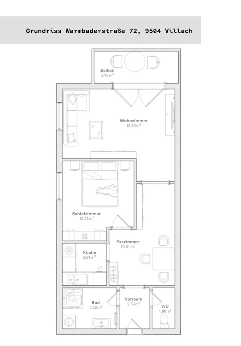 2-Zimmer-Wohnung mieten in Villach – 55 m², € 880 – Bild 11 von 11