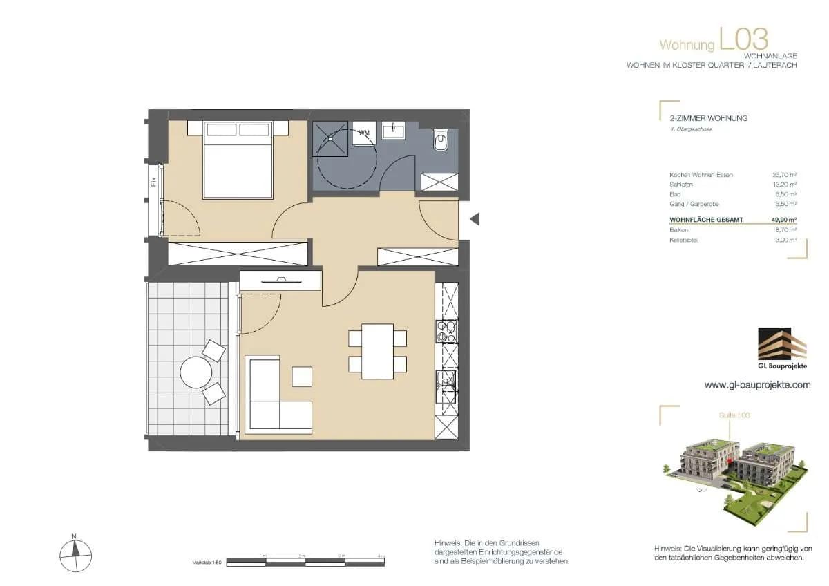 2-Zimmer-Wohnung kaufen in Bregenz – 49,84 m², € 345.000 – Bild 2 von 9