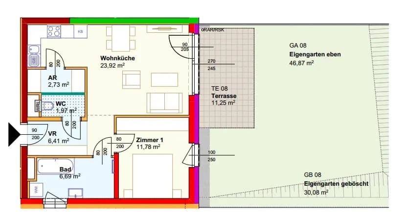 2-Zimmer-Wohnung mieten in Horn – 53,5 m², € 483 – Bild 3 von 3