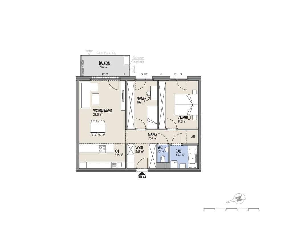 3-Zimmer-Wohnung kaufen in Wien – 75,56 m², € 435.000 – Bild 2 von 3