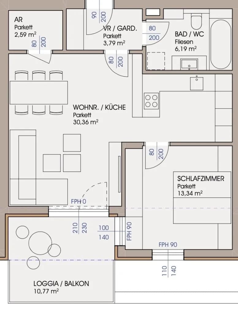2-Zimmer-Wohnung mieten in Salzburg-Umgebung – 56,26 m², € 1.390 – Bild 8 von 8