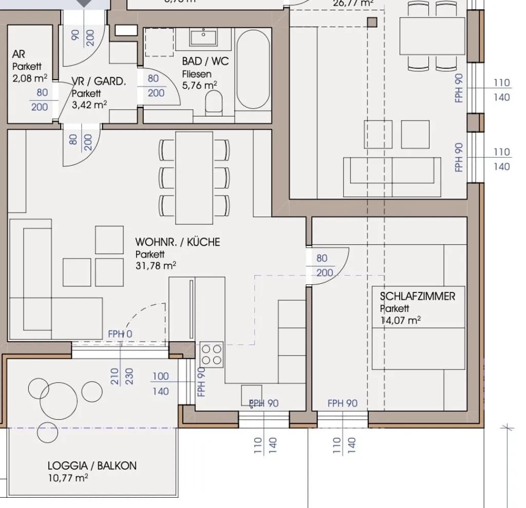 2-Zimmer-Wohnung mieten in Salzburg-Umgebung – 57,11 m², € 1.390 – Bild 7 von 7