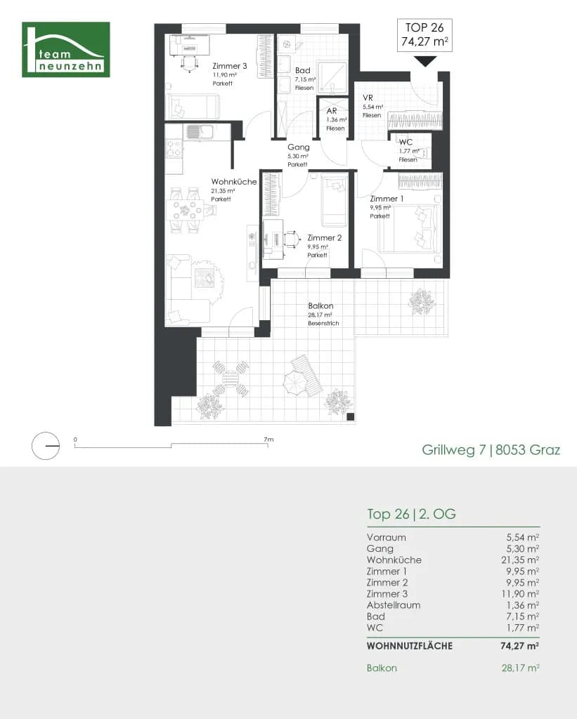 4-Zimmer-Wohnung mieten in Graz – 74,27 m², € 1.019 – Bild 25 von 25