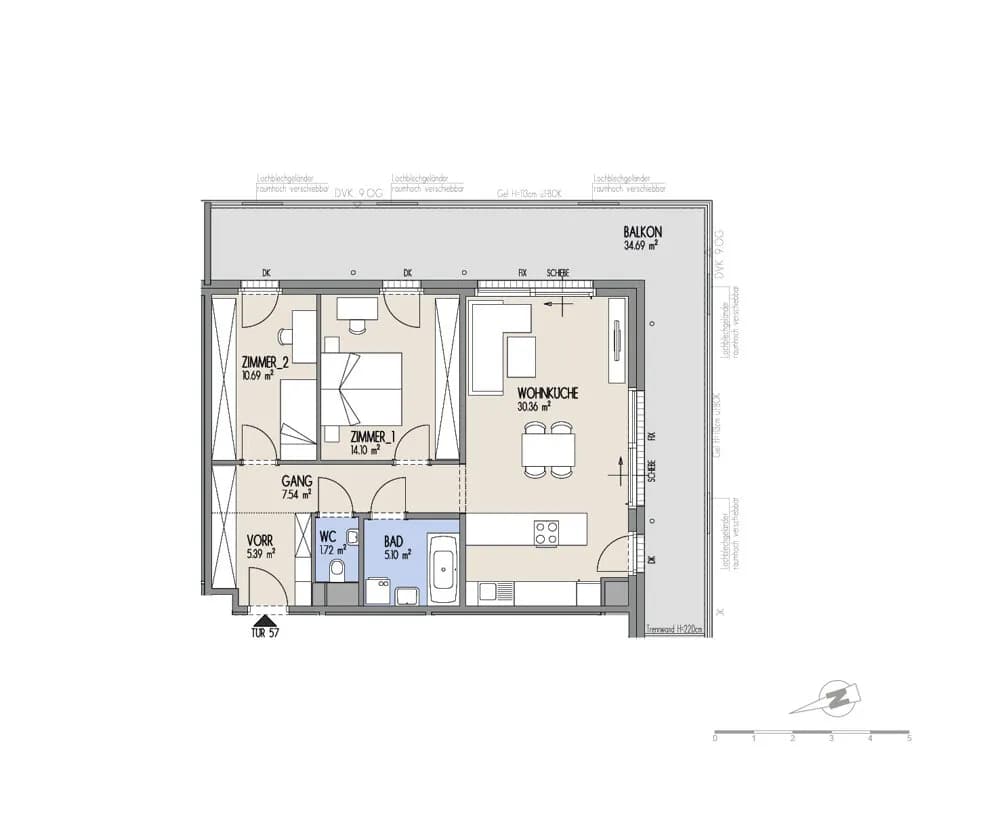 3-Zimmer-Wohnung kaufen in Wien – 74,9 m², € 523.000 – Bild 2 von 3