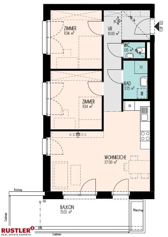 3-Zimmer-Wohnung mieten in Graz – 64,29 m², € 1.051 – Bild 11 von 12