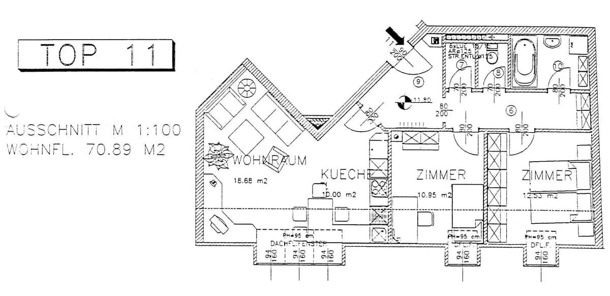3-Zimmer-Wohnung mieten in Wiener Neustadt – 71 m², € 895 – Bild 2 von 2