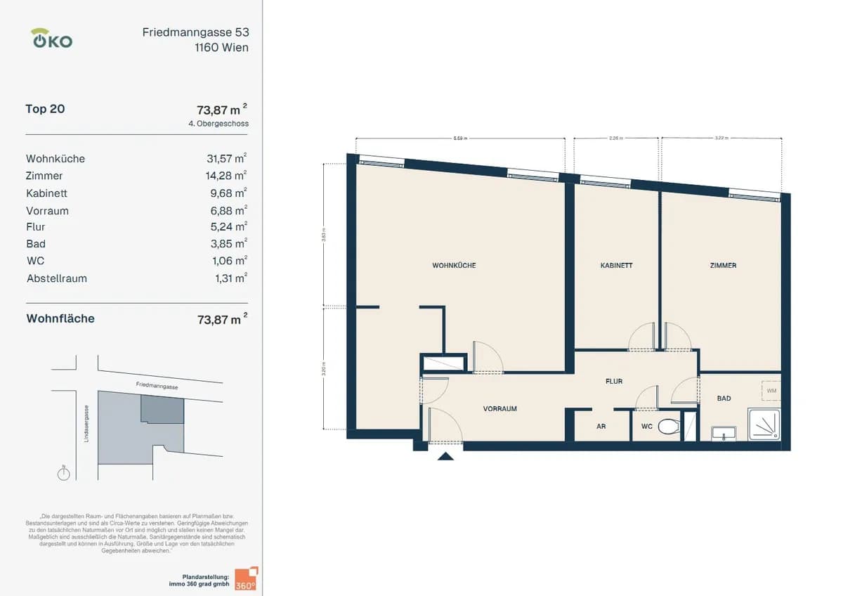 3-Zimmer-Wohnung mieten in Wien – 73,87 m², € 743 – Bild 2 von 10