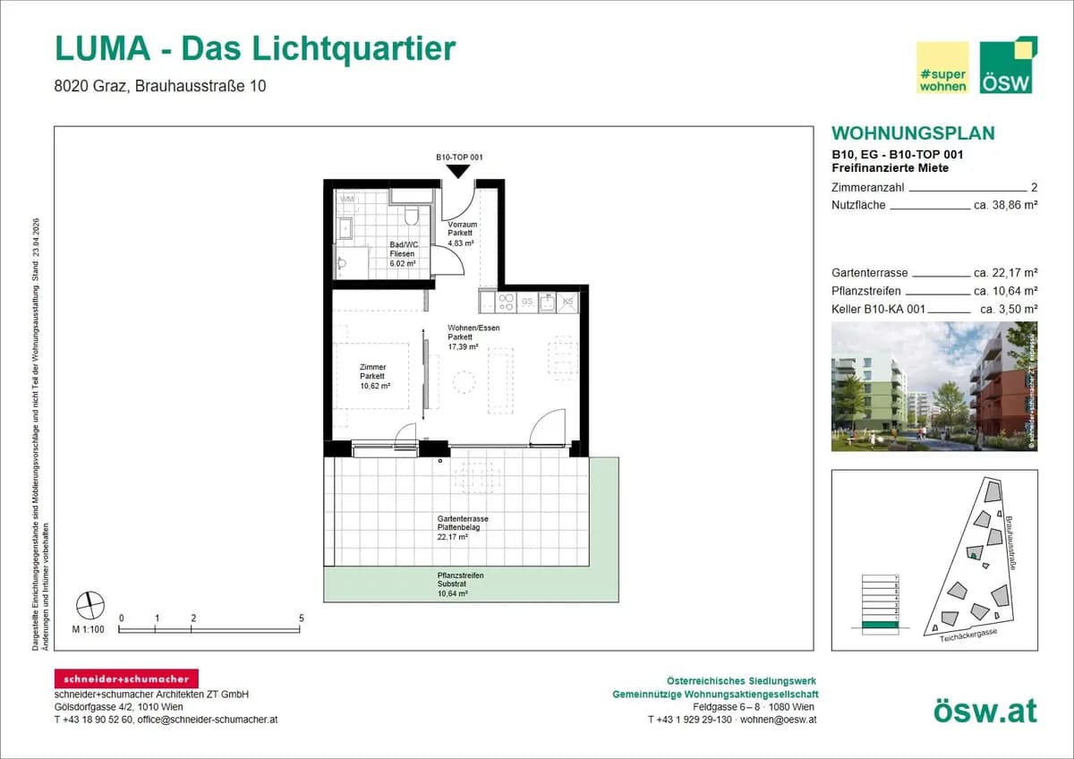 2-Zimmer-Wohnung mieten in Graz – 38,86 m², € 593 – Bild 2 von 6