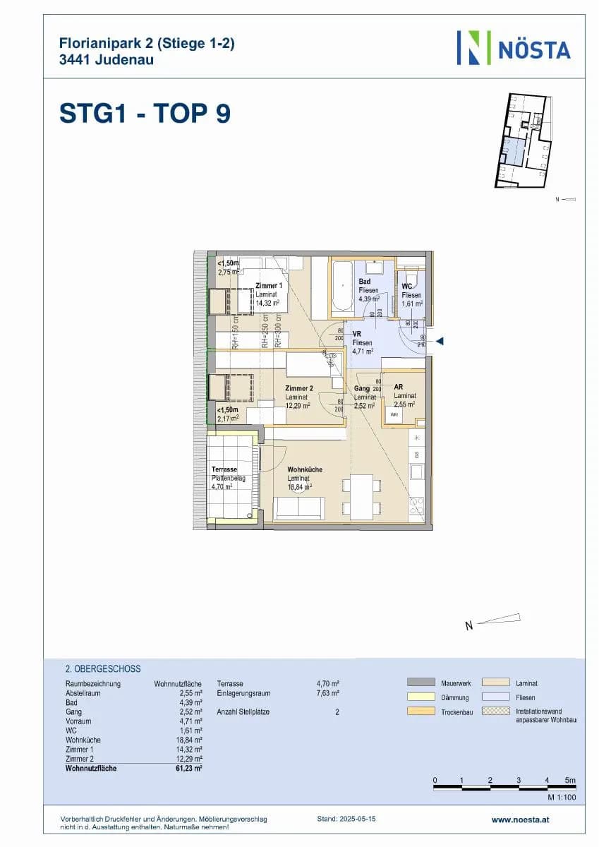 3-Zimmer-Wohnung mieten in Tulln – 61,23 m², € 816 – Bild 7 von 7
