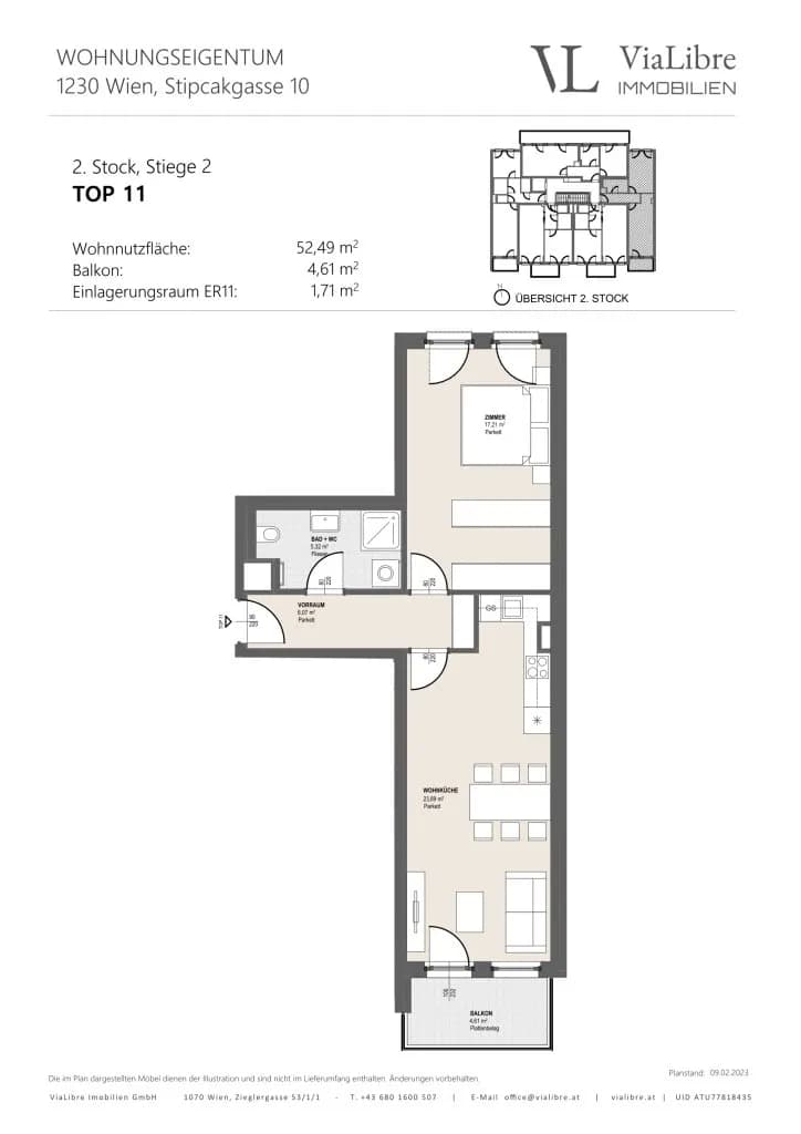 2-Zimmer-Wohnung mieten in Wien – 52,49 m², € 985 – Bild 23 von 24