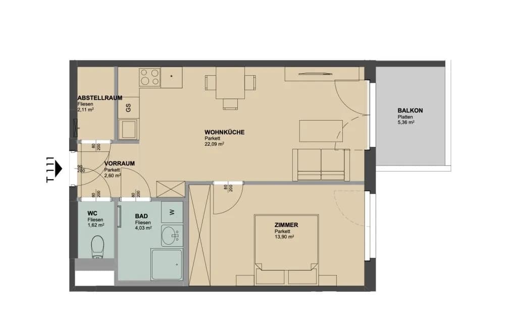 2-Zimmer-Wohnung mieten in Wien – 46,35 m², € 999 – Bild 10 von 10
