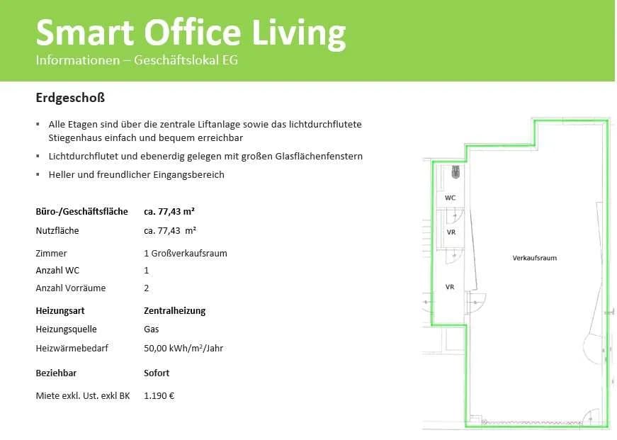 Gewerbeimmobilie mieten in Wien – 77 m², € 1.190 – Bild 2 von 6