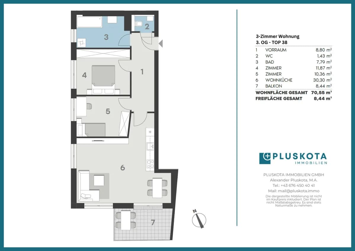 3-Zimmer-Wohnung mieten in Wien – 70,55 m², € 1.366 – Bild 15 von 15