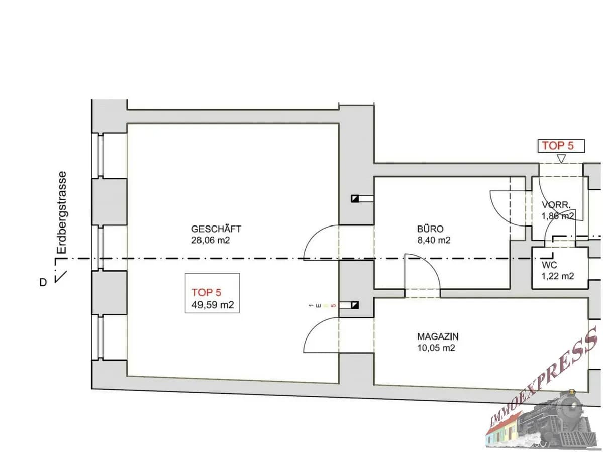 2-Zimmer-Gewerbeimmobilie mieten in Wien – 50 m², € 990 – Bild 2 von 7