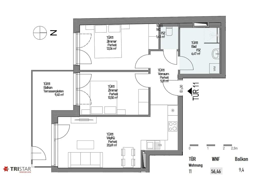 3-Zimmer-Wohnung kaufen in Wien – 55,43 m², € 339.000 – Bild 4 von 26