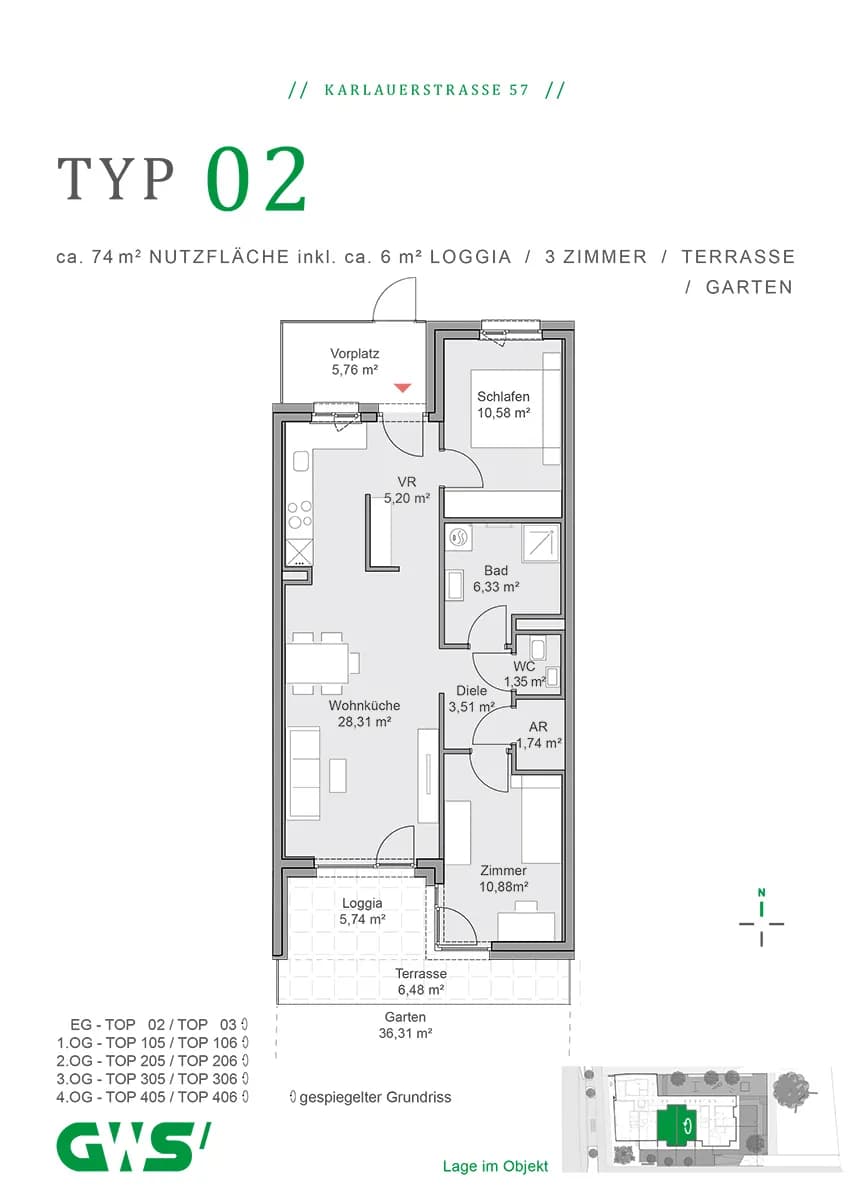3-Zimmer-Wohnung mieten in Graz – 67,72 m², € 923 – Bild 5 von 5