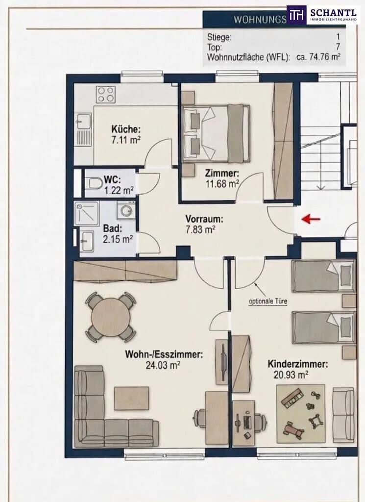 3-Zimmer-Wohnung mieten in Wien – 74,76 m², € 1.407 – Bild 15 von 16