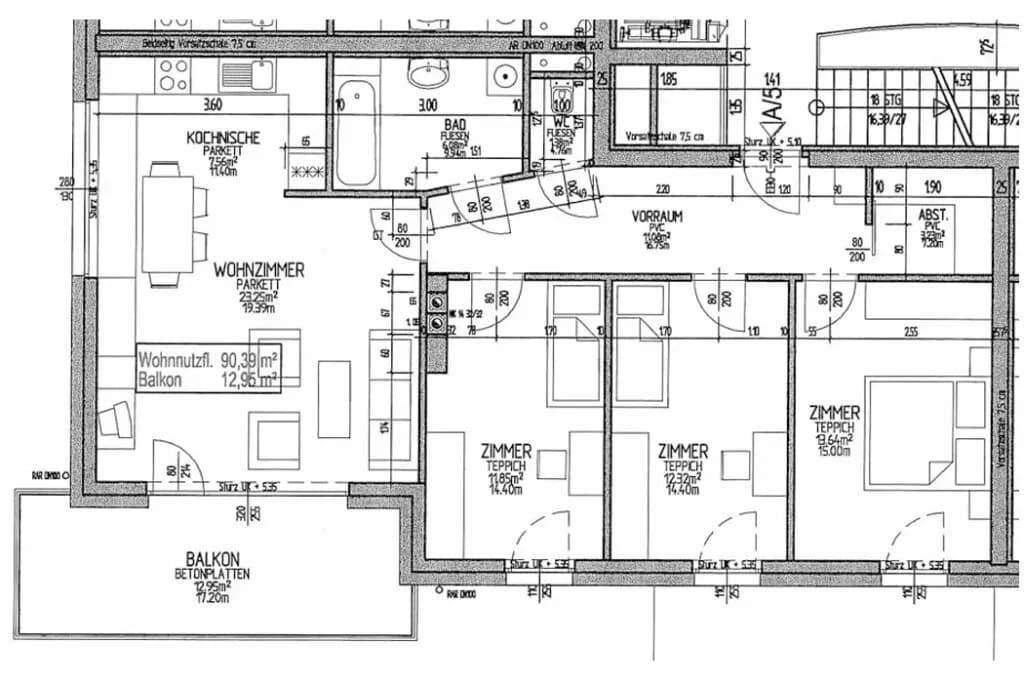 4-Zimmer-Wohnung mieten in Neunkirchen – 90,39 m², € 1.115 – Bild 2 von 6