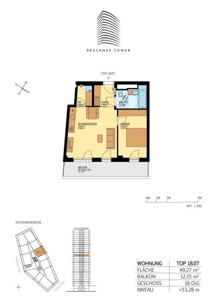 2-Zimmer-Wohnung mieten in Linz – 49 m², € 997 – Bild 6 von 6