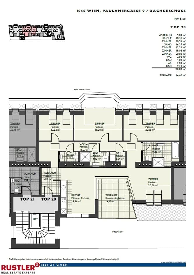 4-Zimmer-Wohnung mieten in Wien – 128,88 m², € 2.790 – Bild 20 von 20