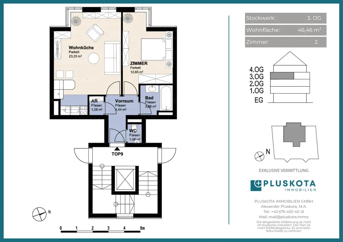 2-Zimmer-Wohnung mieten in Wien – 46,46 m², € 995 – Bild 13 von 14