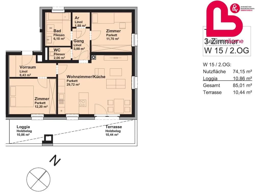 3-Zimmer-Wohnung mieten in Wels-Land – 85,01 m², € 929 – Bild 11 von 11