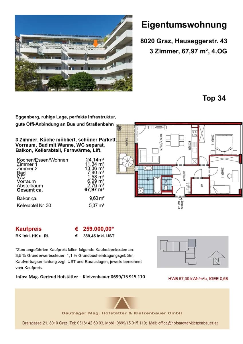 3-Zimmer-Wohnung kaufen in Graz – 67,97 m², € 259.000 – Bild 20 von 20