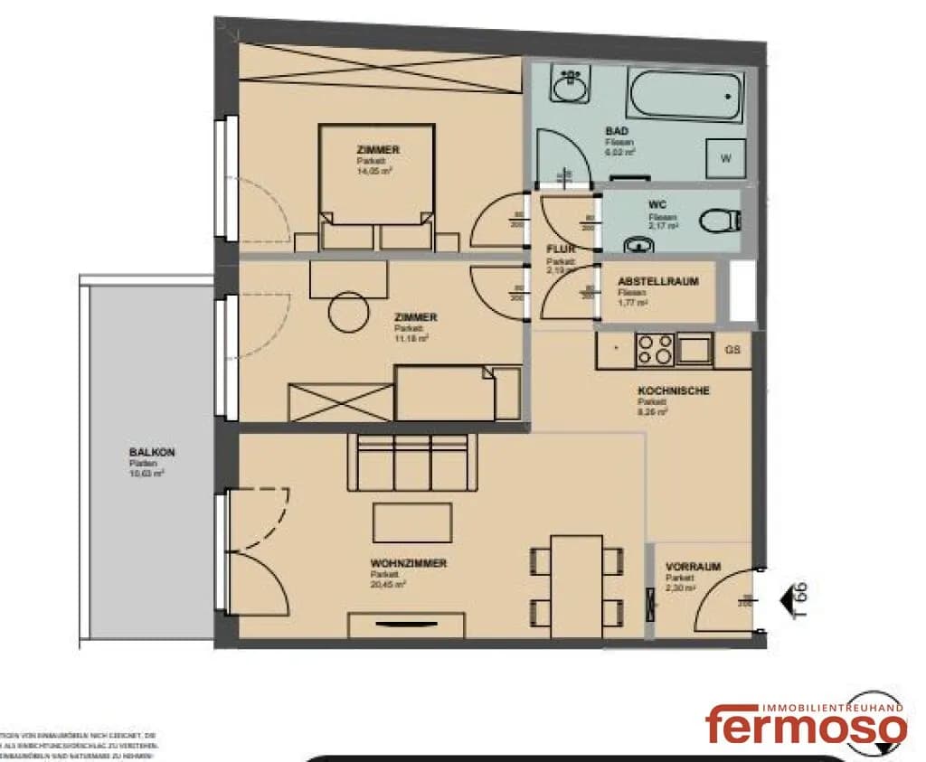 3-Zimmer-Wohnung mieten in Wien – 68,39 m², € 1.399 – Bild 13 von 13