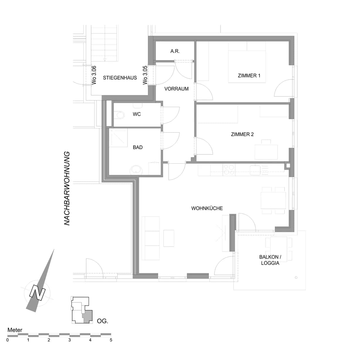 3-Zimmer-Wohnung mieten in Graz-Umgebung – 78,95 m², € 1.110 – Bild 2 von 2