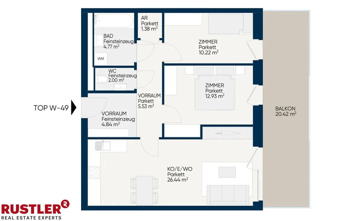 3-Zimmer-Wohnung mieten in Graz – 74,17 m², € 1.000 – Bild 9 von 10