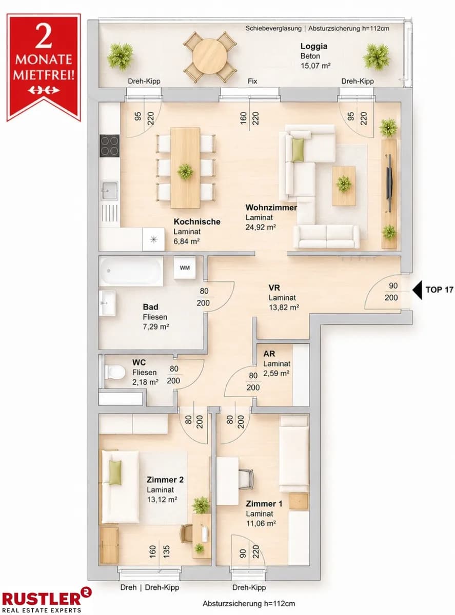3-Zimmer-Wohnung mieten in Graz – 81,82 m², € 1.003 – Bild 1 von 2