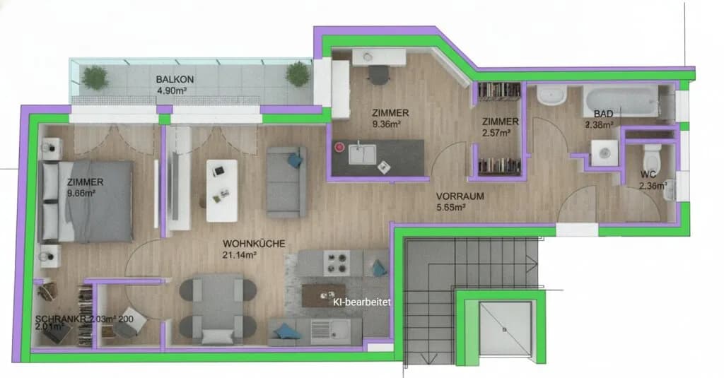 3-Zimmer-Wohnung kaufen in Wien – 59,14 m², € 389.950 – Bild 10 von 11