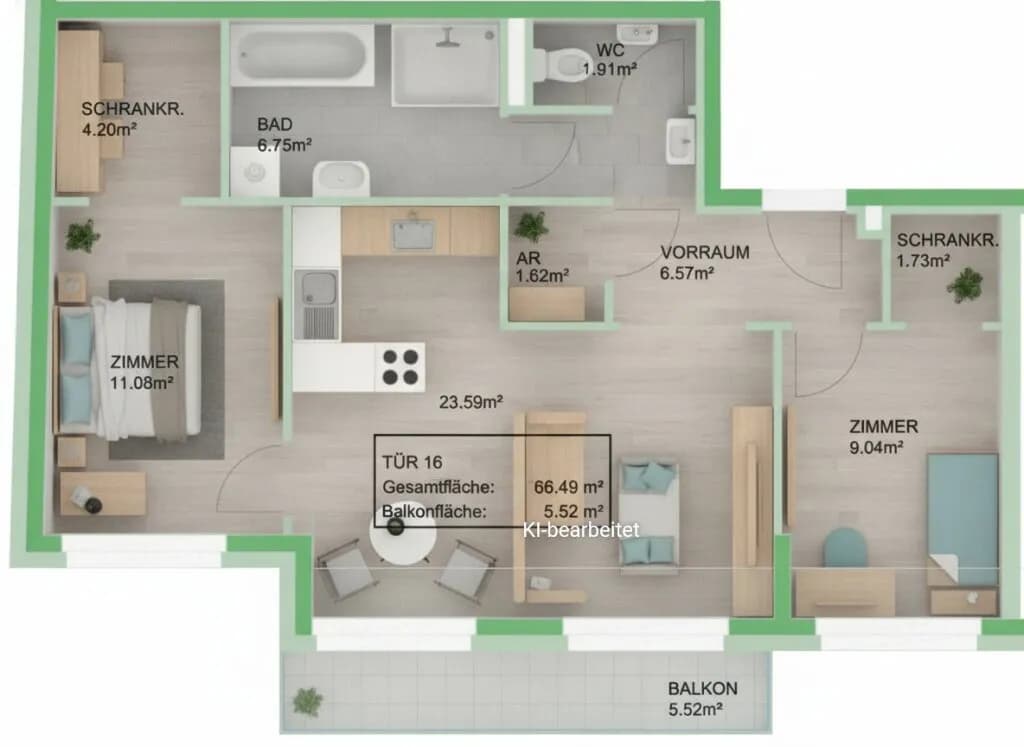 3-Zimmer-Wohnung kaufen in Wien – 66,49 m², € 374.400 – Bild 9 von 10