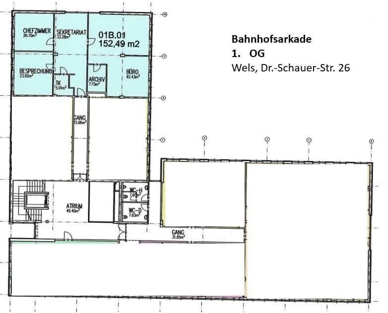 6-Zimmer-Gewerbeimmobilie mieten in Wels – 153 m² – Bild 3 von 19