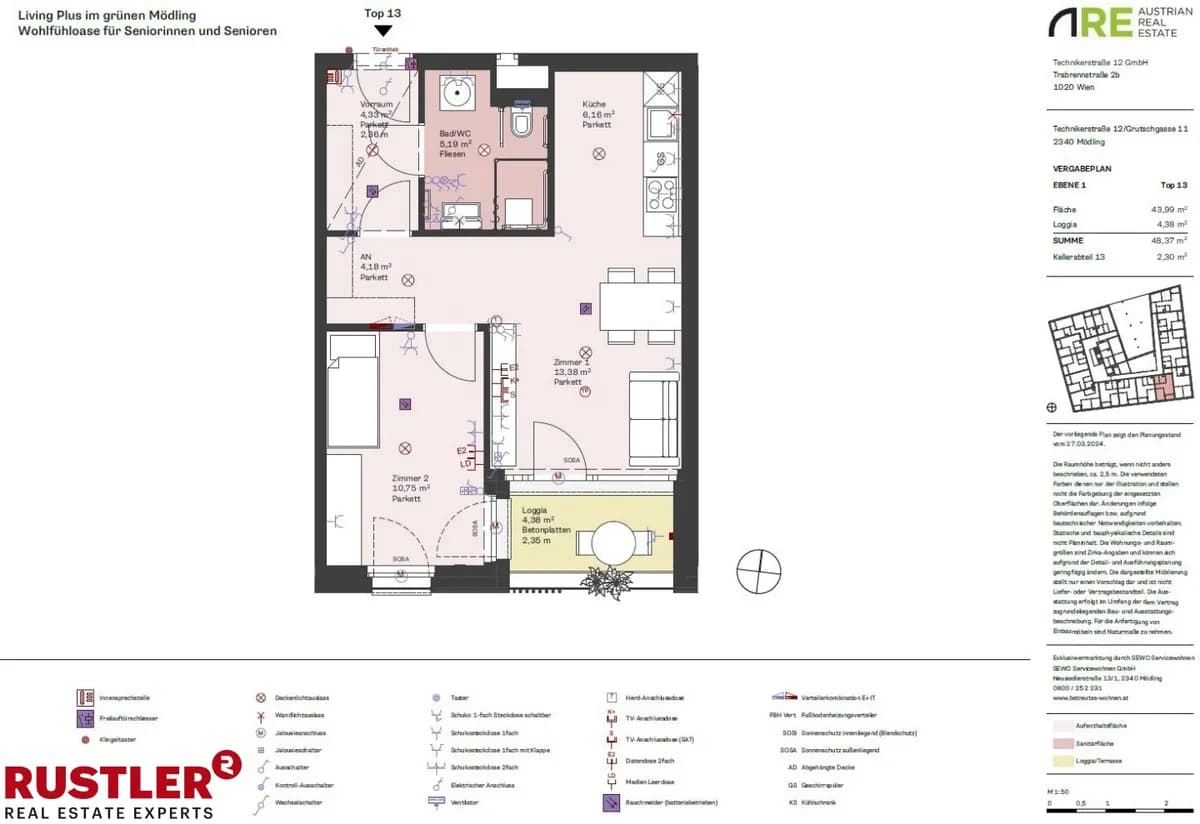 2-Zimmer-Wohnung mieten in Mödling – 48,37 m², € 968 – Bild 13 von 13