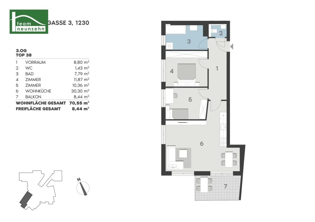 3-Zimmer-Wohnung mieten in Wien – 70,55 m², € 1.366 – Bild 17 von 17