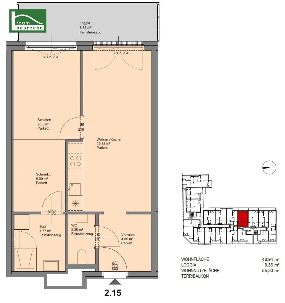 2-Zimmer-Wohnung mieten in Sankt Pölten – 46,94 m², € 760 – Bild 19 von 19