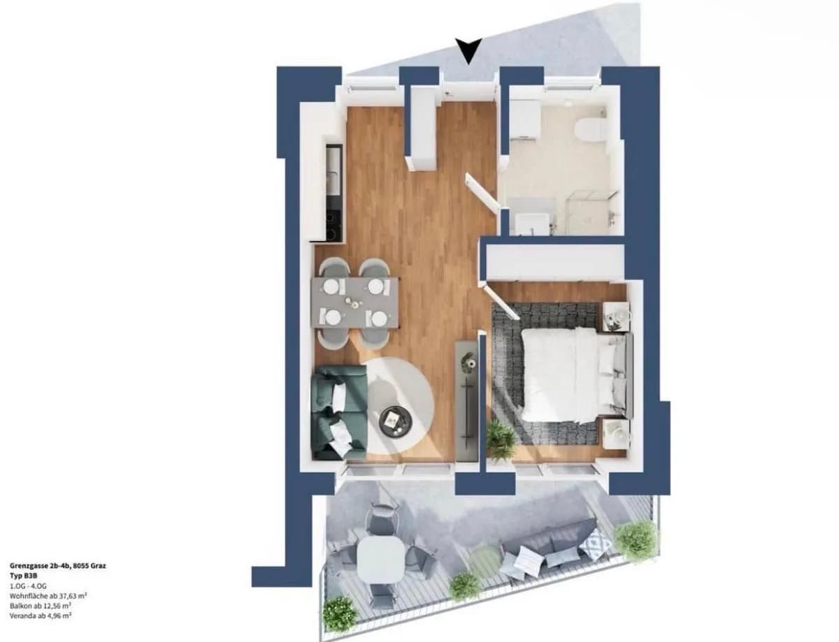 2-Zimmer-Wohnung mieten in Graz – 37,63 m², € 539 – Bild 11 von 11
