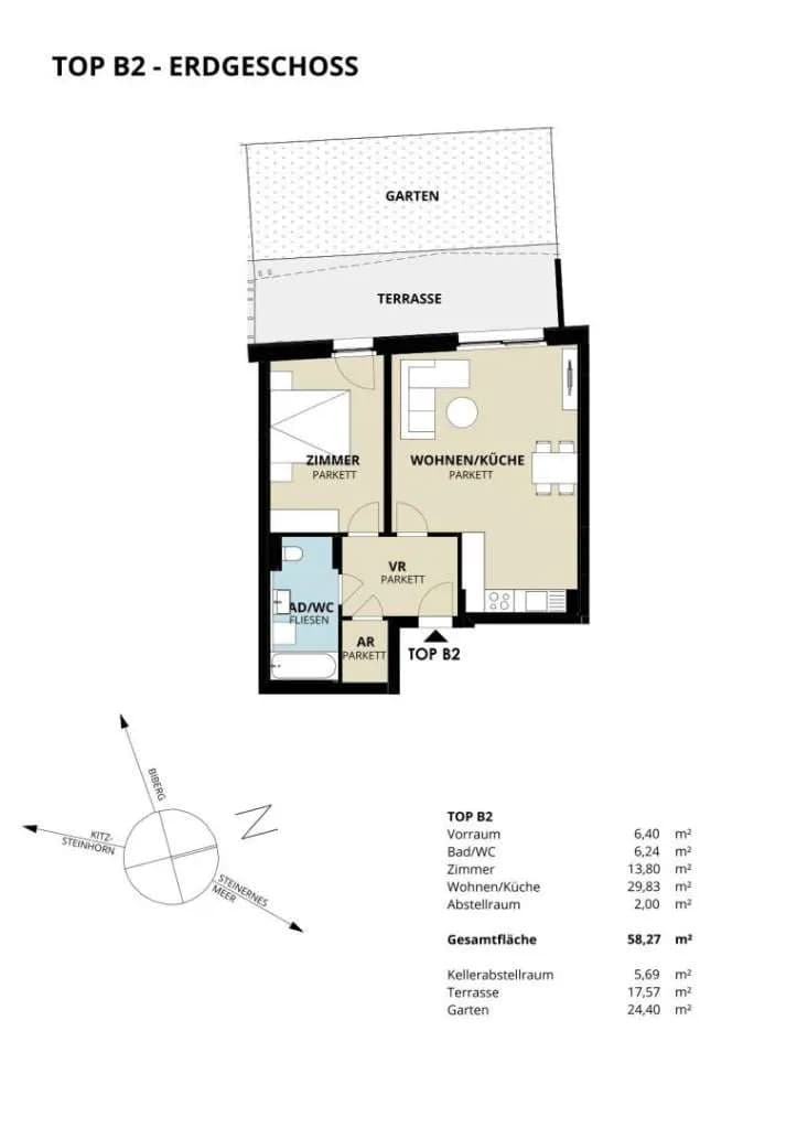 2-Zimmer-Wohnung kaufen in Zell am See – 58,27 m², € 375.852 – Bild 3 von 3