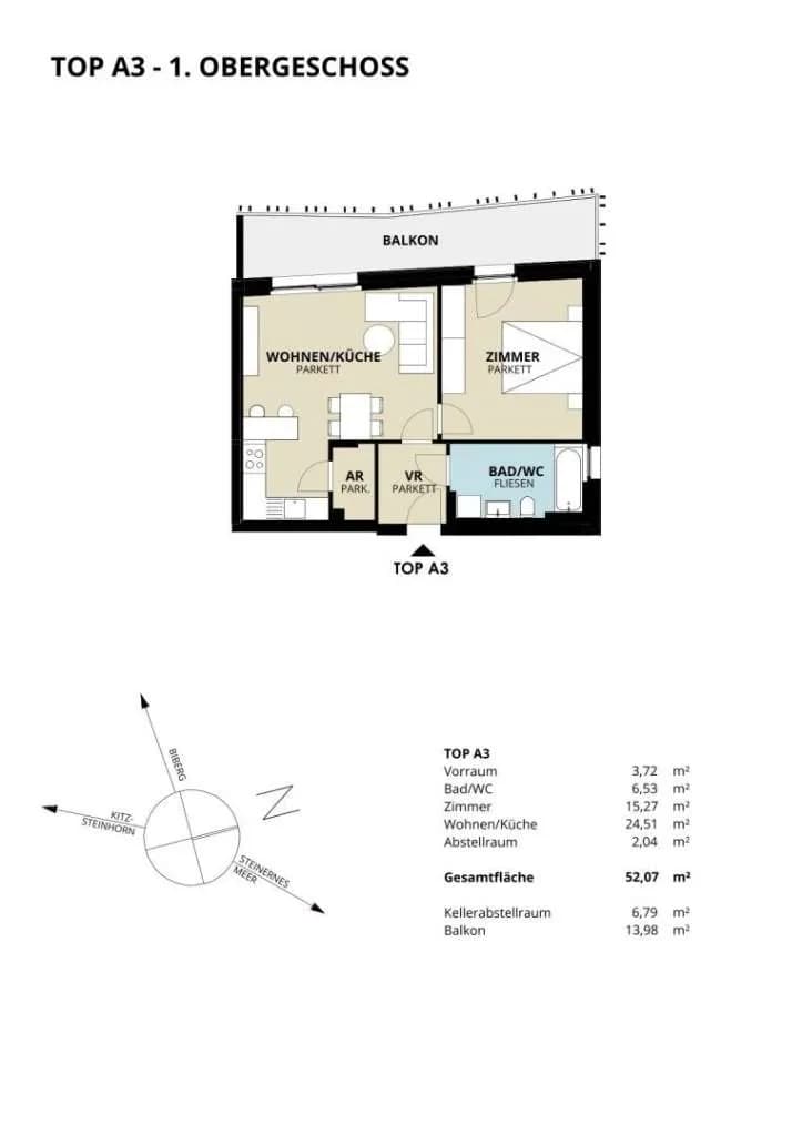2-Zimmer-Wohnung kaufen in Zell am See – 52,03 m², € 338.883 – Bild 3 von 3