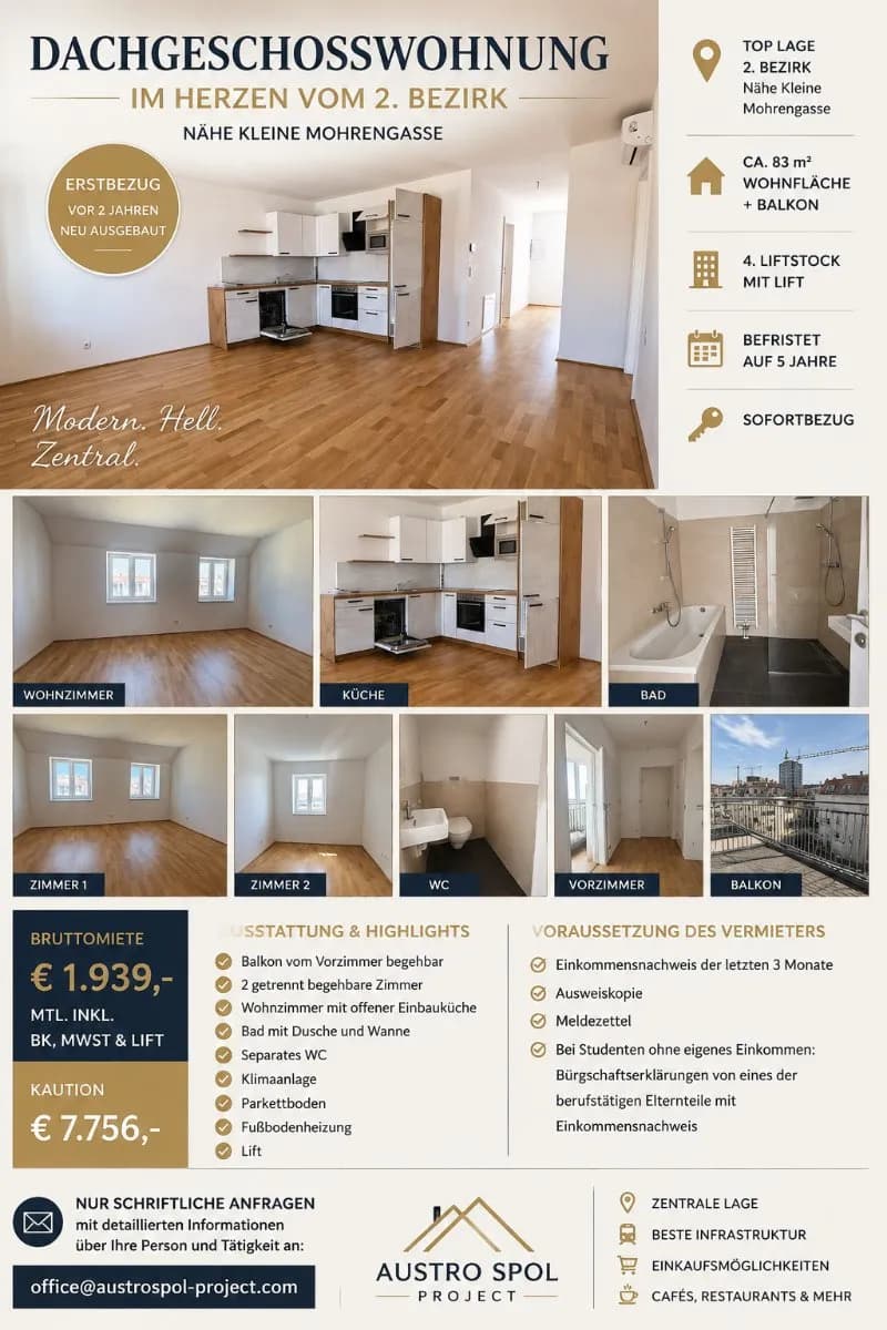 3-Zimmer-Wohnung mieten in Wien – 83 m², € 1.939 – Bild 1 von 23