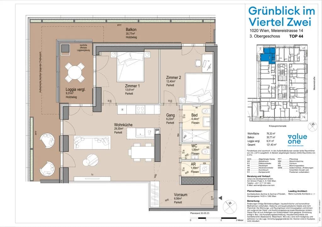 3-Zimmer-Wohnung mieten in Wien – 76,32 m², € 2.500 – Bild 55 von 55