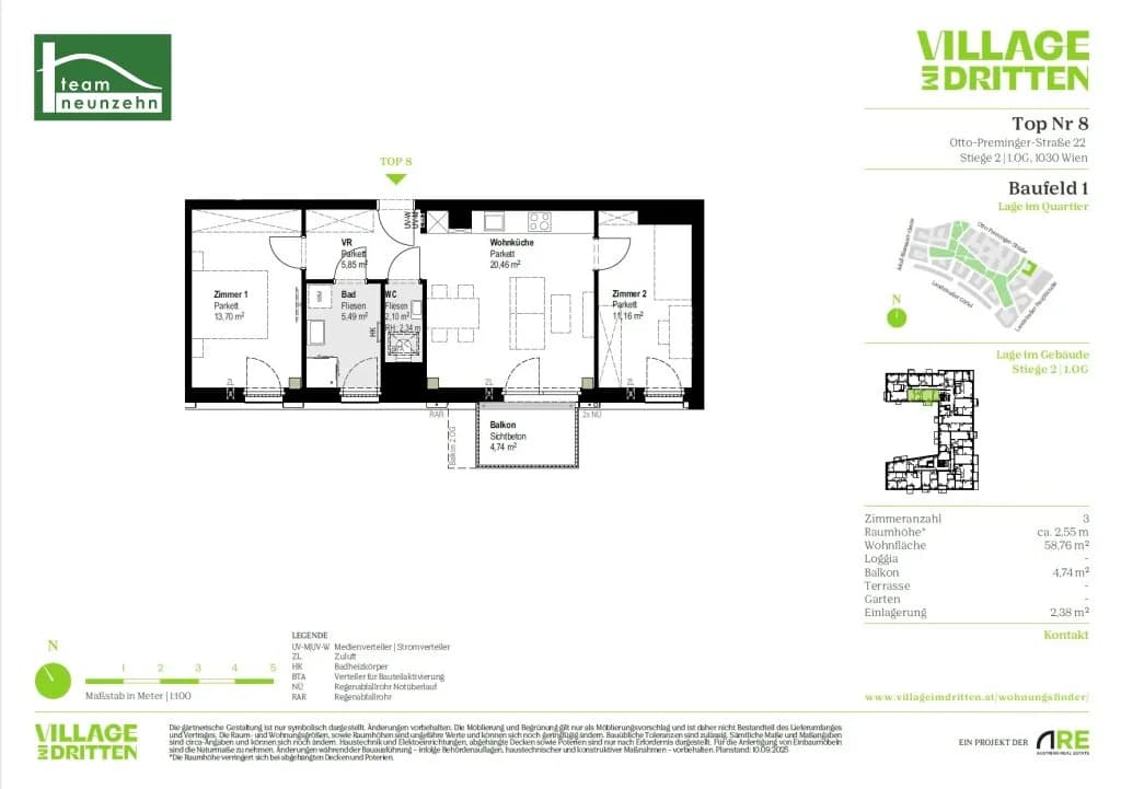 3-Zimmer-Wohnung mieten in Wien – 58,76 m², € 1.329 – Bild 29 von 29