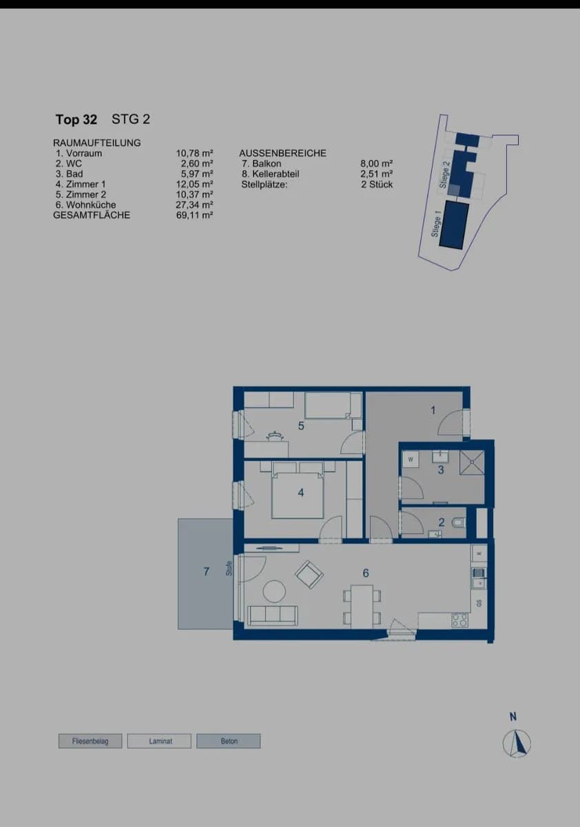 3-Zimmer-Wohnung mieten in Mödling – 69 m², € 825