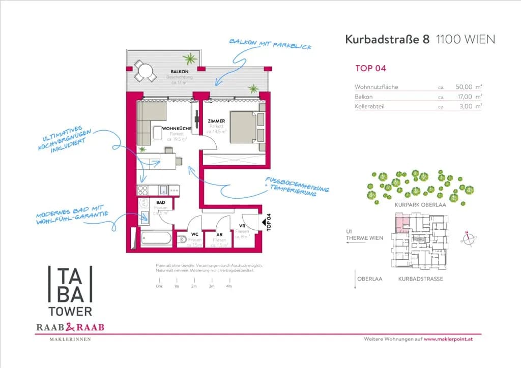 2-Zimmer-Wohnung mieten in Wien – 50 m², € 950 – Bild 14 von 14