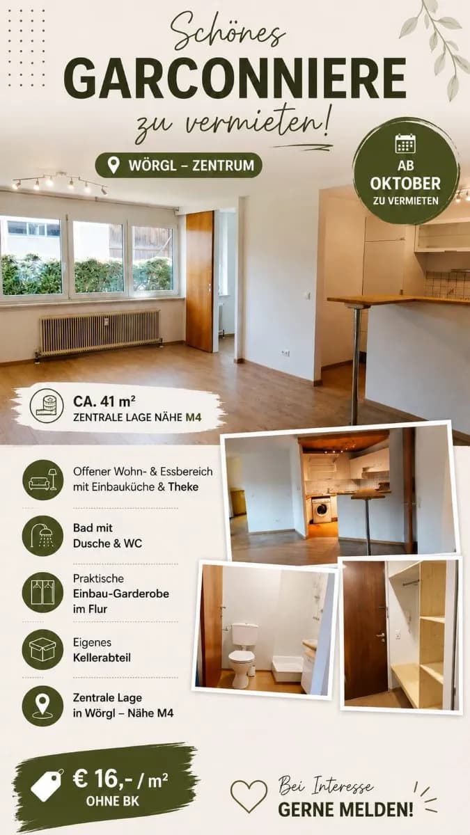 1-Zimmer-Wohnung mieten in Kufstein – 41 m², € 656 – Bild 1 von 2