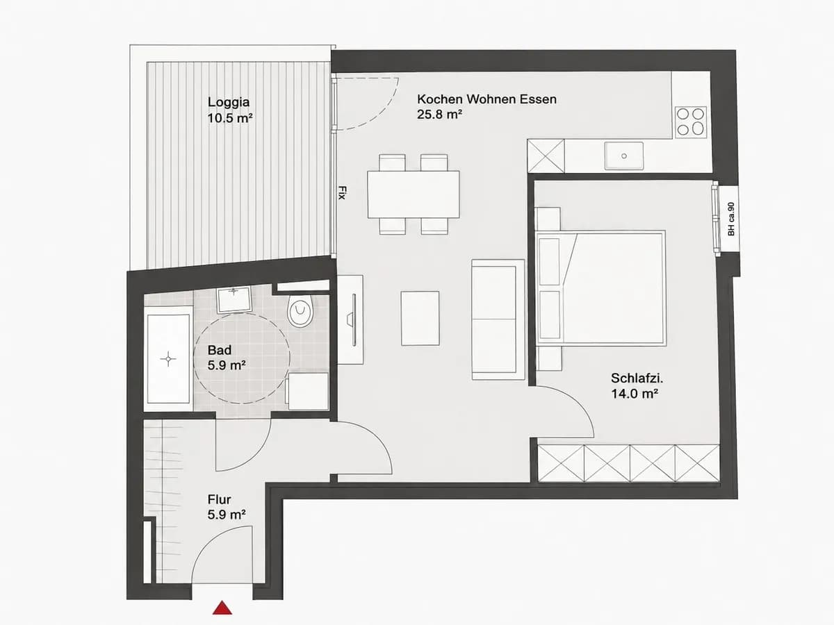 2-Zimmer-Wohnung mieten in Bregenz – 62 m², € 1.276 – Bild 11 von 15