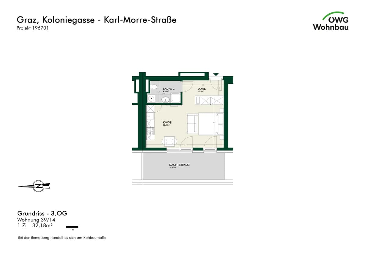 1-Zimmer-Wohnung mieten in Graz – 32,2 m², € 680 – Bild 5 von 5