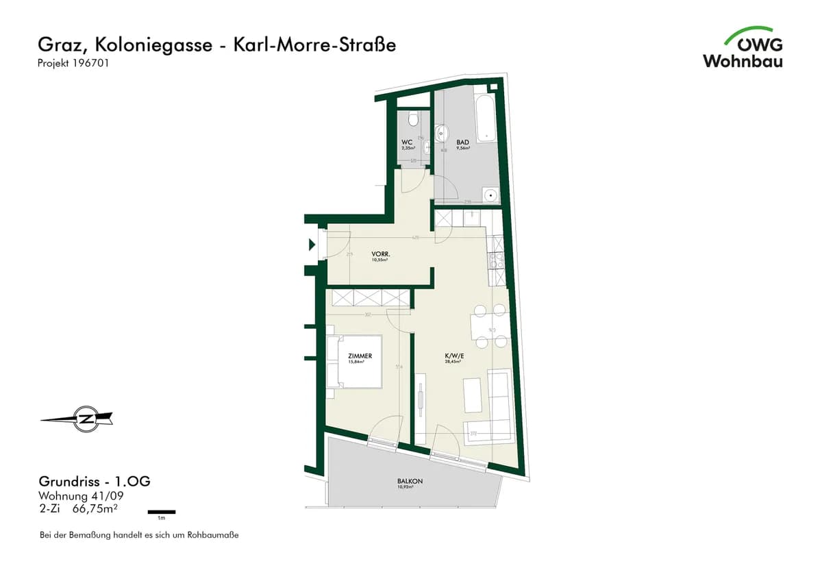 2-Zimmer-Wohnung mieten in Graz – 66,8 m², € 1.130 – Bild 5 von 5