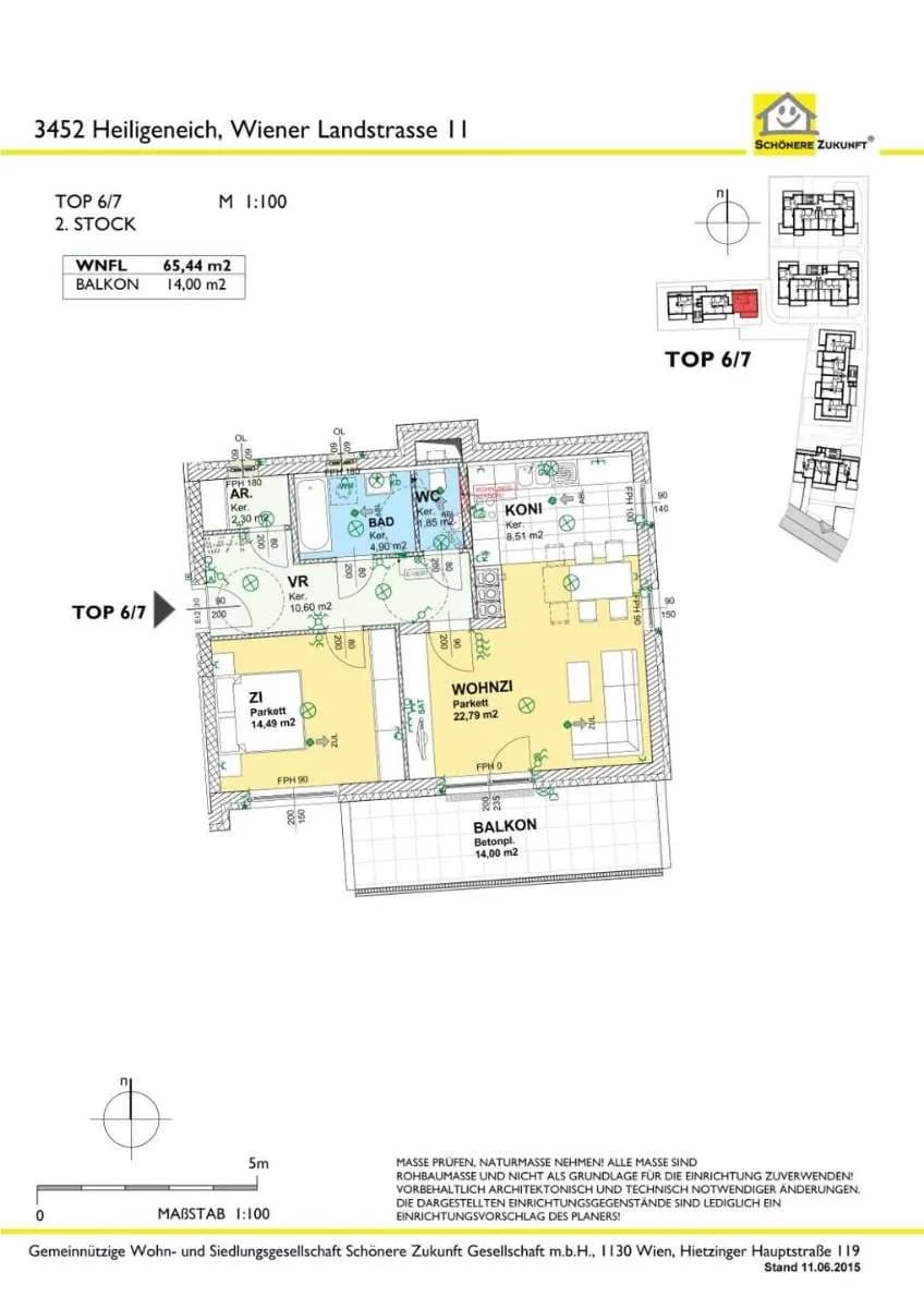2-Zimmer-Wohnung mieten in Tulln – 65,61 m², € 1.061 – Bild 12 von 14